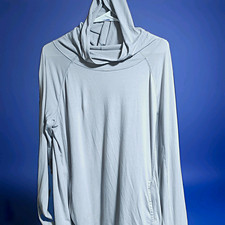 Women s Light Gray Cotton Knit Hooded Pullover Hoodie Raglan Long Sleeve S