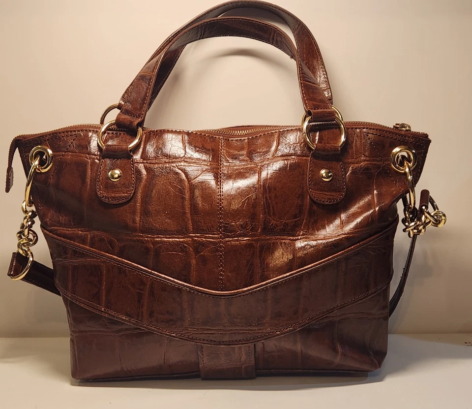 Bolso Bandolera Kate Landry Patrón Cocodrilo Cuero Marrón Foto 2 de 4