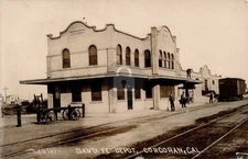 Corcoran CA California Santa Fe Railroad Depot Train Station RPPC Postcard COPY