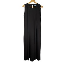 J McLaughlin Womens S Black Pleated Sleeveless Maxi Dress Round Neck Keyhole