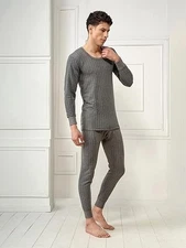 Men's Thermal Set | Full Sleeve Round Neck Top & Bottom Winter Innerwear | Soft