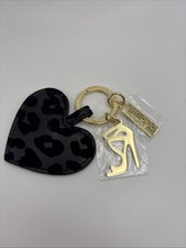 Jimmy Choo Black Leather Heart And Gold Heel Keychain