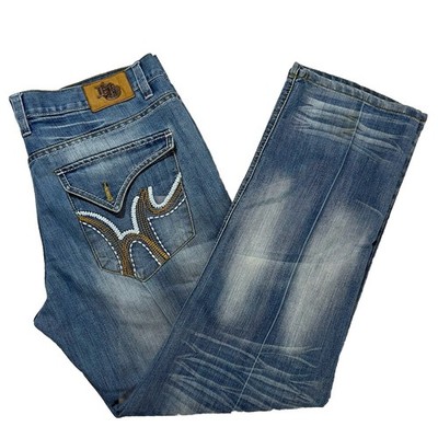 Men s Straight Fit Jeans 36x32 Mid Rise Medium Wash Whiskered Denim Epic Hero