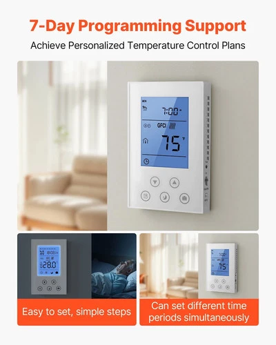 7-Day Programmable Thermostat, Home Thermostats for Radiant Underfloor Heating C