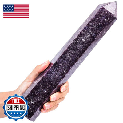Amoystone Large Lepidolite Stone Wand Healing Crystal Obelisk Tower 6 Faceted