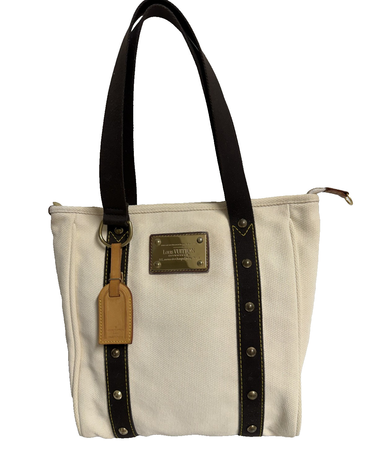 Louis Vuitton Antigua Cabas Handbag PM White Canvas