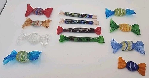 Vintage Murano Glass Candy Figures Lot Of 12 Very Unique Pieces