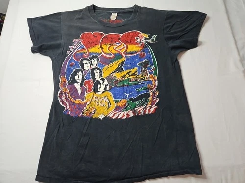 RARE VINTAGE YES TOUR SHIRT ORIGINAL OLD CONCERT US TOU 1970s vintage concert t-shirt, vintage, size L, single stitch, B+ condition