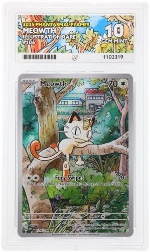 Meowth 106/094 Illustration Rare Me02: Phantasmal Flames Ace 10 Perfect Subs