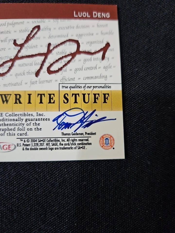 2004 SAGE Hit The Write Stuff Auto /25 Luol Deng #WSA7 Rookie Auto RC - Image 4 of 4