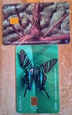 2 Phonecards Depicting A Butterfly ( Mariposa ) & What Looks A Spider On Foliage