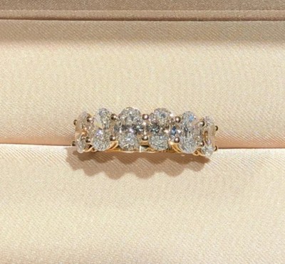 Lab Grown Diamond Half Eternity Band Oval Cut 1,5 Ct 14k Yellow Gold E F VVS