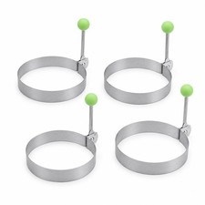 Round Stainless Steel Egg Rings 4X Heat Resistant Handle for Breakfast Cooking
