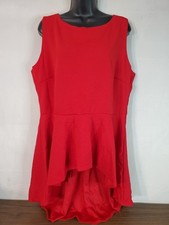 Rainbow Shop Fit & Flare Skater Red Dress Juniors Size 2X High Low Hem