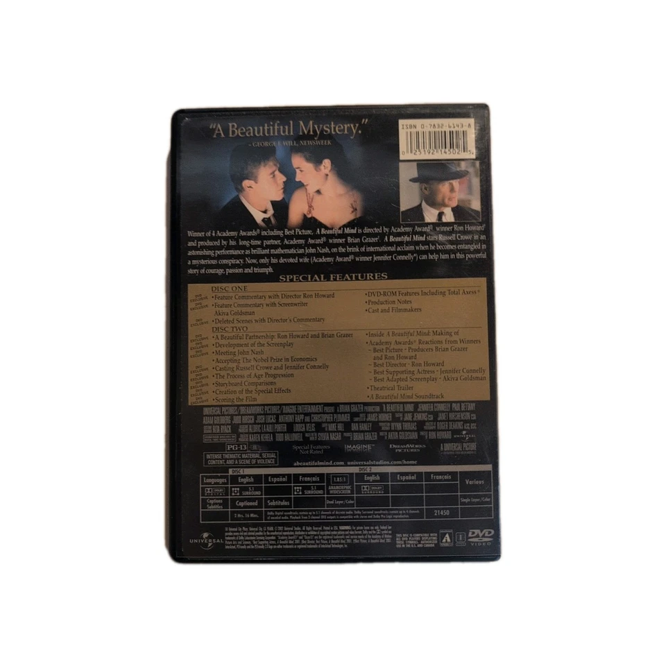 A Beautiful Mind (DVD, 2002, 2-Disc Set Awards Edition, widescreen). - Image 2 of 4