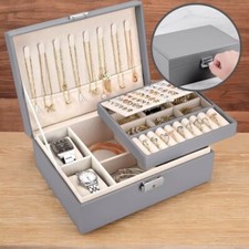 2 Layer Jewellery Box Organizer Rings Necklaces Jewellry Storage Case Box Boxs -