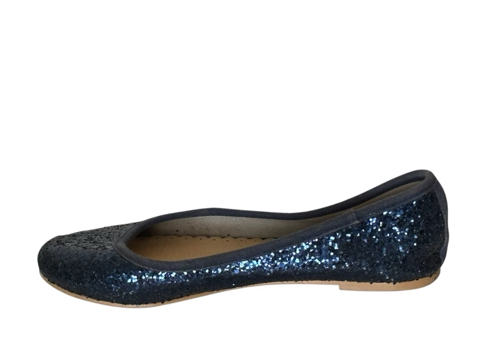 Mini Boden Azul Brillante Zapatos Niña Talla 32 EU / 1 US Zapatilla de Ballet Plana Brillo Foto 4 de 4