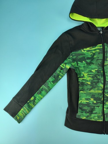 C9 Champion Boys Size 6/7 Camo Printed Tech Full Zip Hoodie Green Yellow Black - Picture 4 of 16