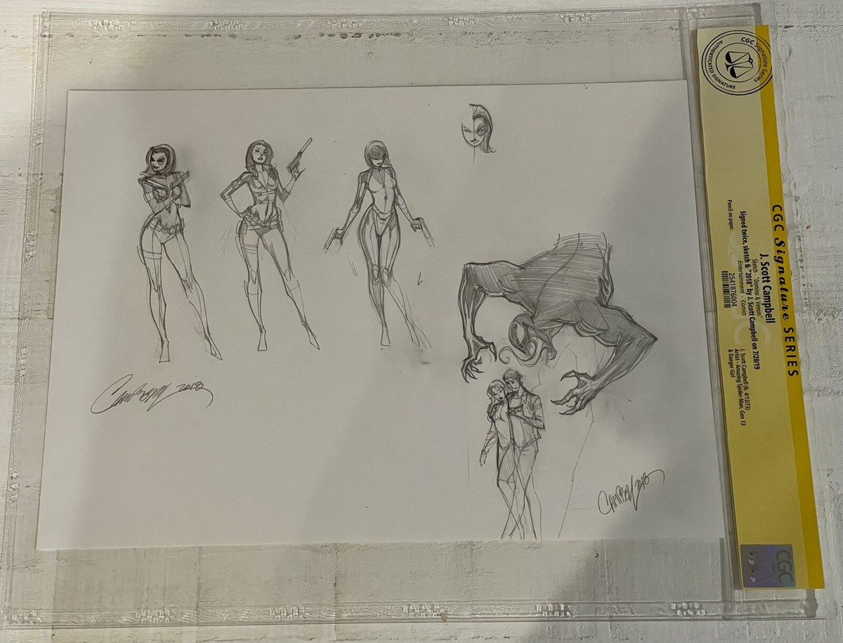 J Scott Campbell Original Prelim Sketch Art! CGC