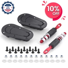 Black Racing Car Bonnet Plus Flush Mount Hood Latch Steel Pin Locking Kit