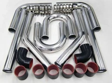 3" 76mm Aluminum Turbo Intercooler Piping Kit+BKRD Elbow Hose+Clamps Universal