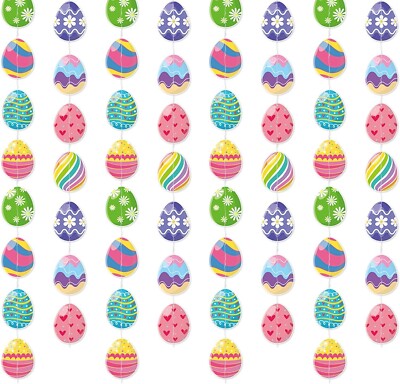 Easter Egg Party Decoration Garland - 8Pcs Pastel Rainbow Spring Hanging Paper S
