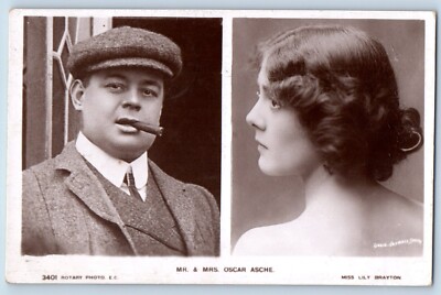 Mr. And Ms. Oscar Asche Postcard RPPC Photo Miss Lily Brayton Smith c1910's
