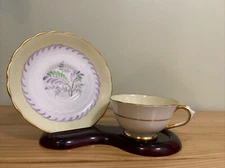 Vintage Tuscan Fine English Bone China Lilac  Yellow Small  Cup & Saucer