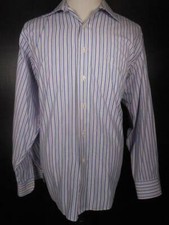 Beautiful Men's XL 17-17 1/2 34/35 Ralph Lauren Chaps Blue Striped Button Shirt