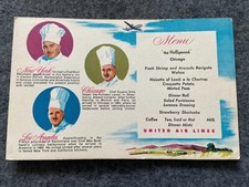 United Airlines Menu and Chefs Vintage Postcard