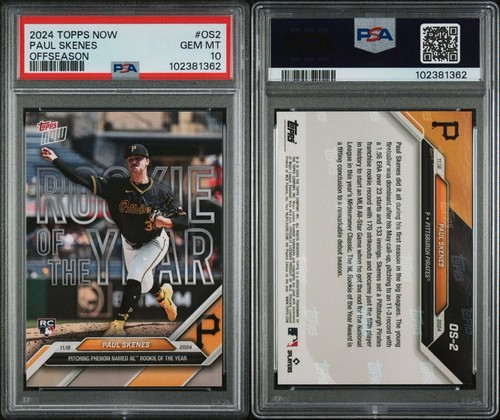 2024 Topps Now #OS-2 #OS2 Paul Skenes Rookie RC PSA 10 ROY Rookie Of The Year