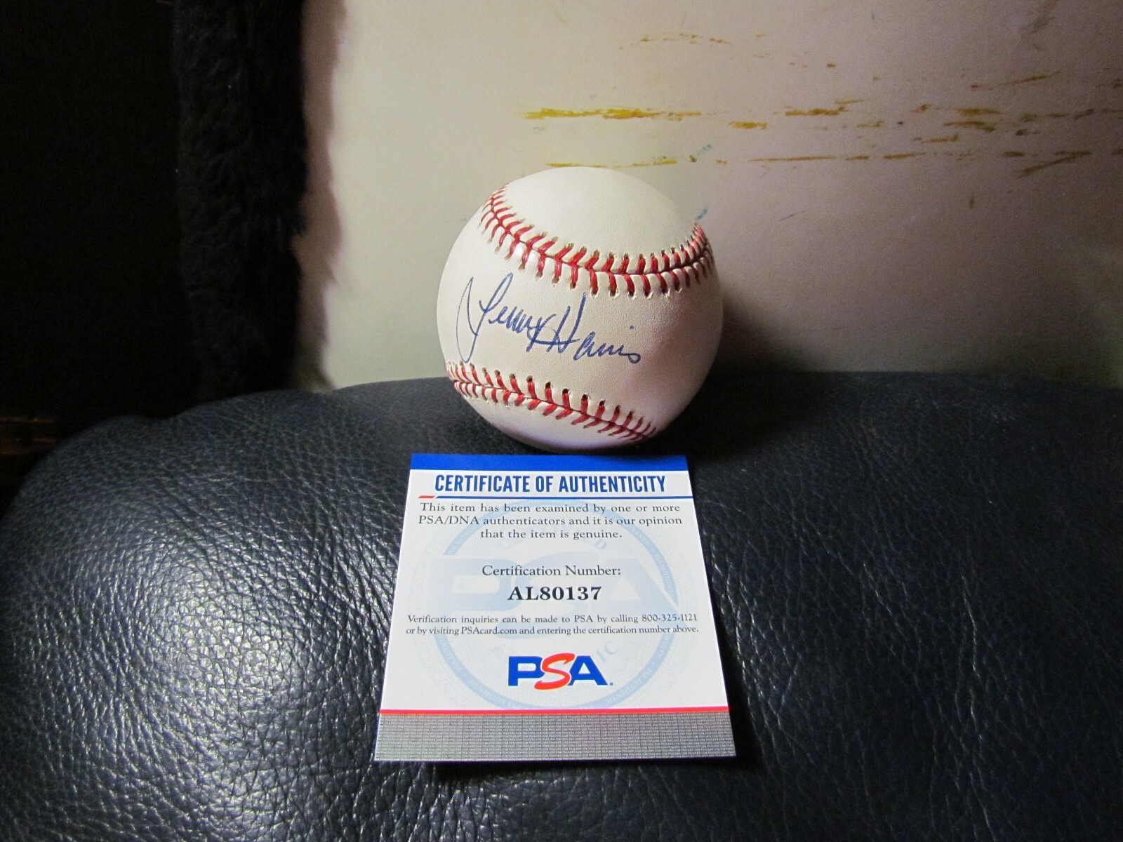 Lenny Harris signed Baseball PSA Certified 