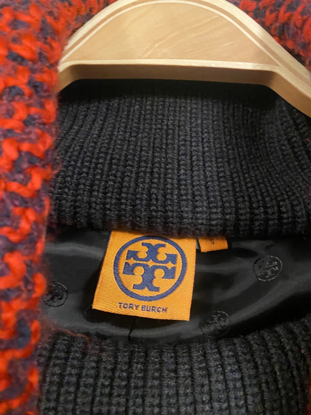 Tory Burch maglione donna lana arazzo felpa tasca anteriore frange top boho S