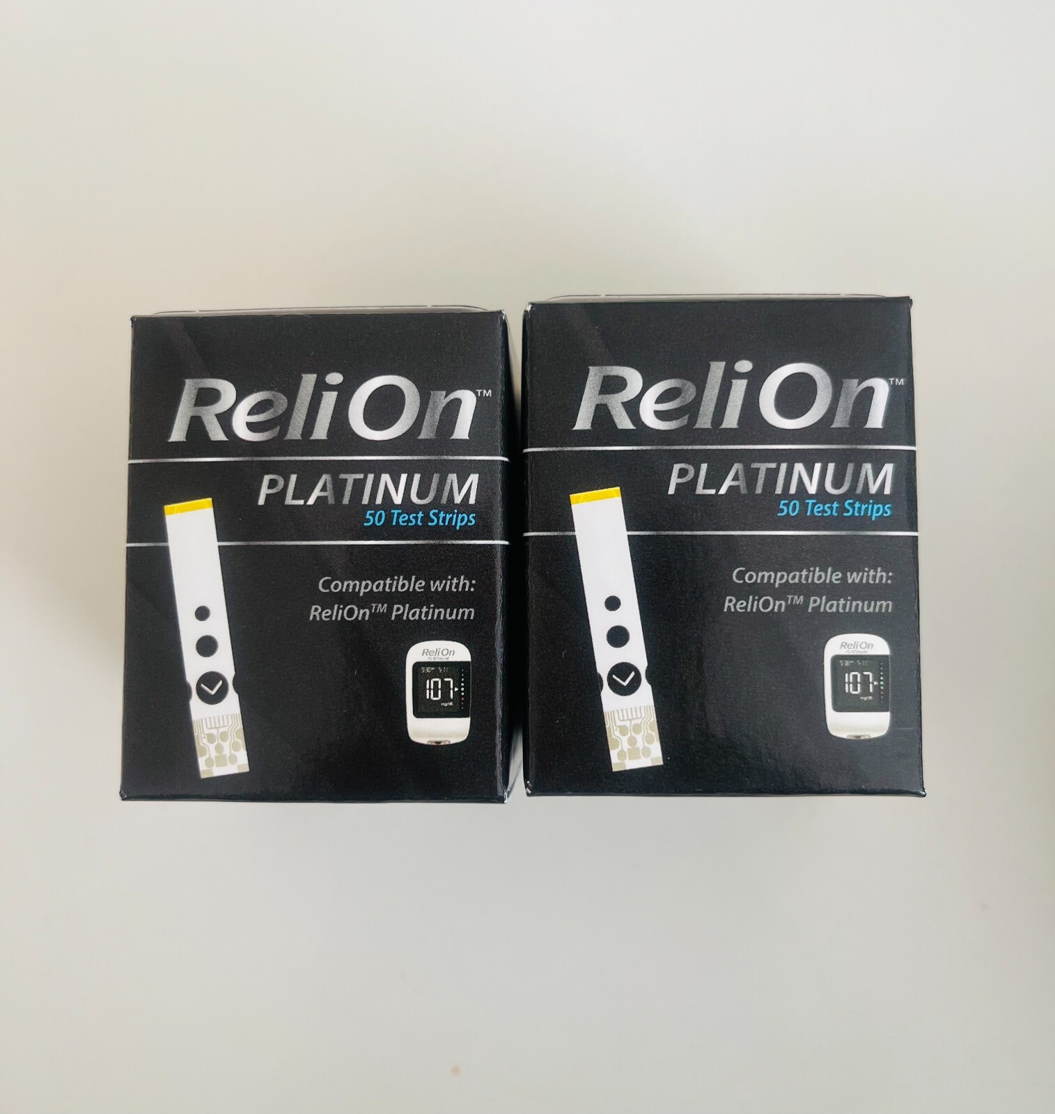 Sealed ReliOn Platinum Blood Glucose Test Strips 100CT (50 In A Box, 2 Boxes)