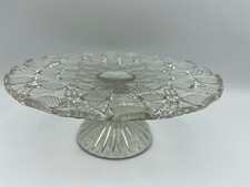 Vintage Pressed Glass Pedestal Cake stand 23,5cm dia 9cm tall
