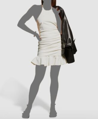 $395 Cinq à Sept Women's White Silk Crepe Halter Willa A-Line Dress Size 14