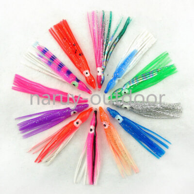 10 Pièces Turlutte Leurre Calamar Squid jig Flottante Squid Jig Hook Fishing Lure Set pour la Pêche des Pieuvre,Seiches et Calamar