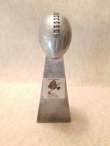  FANTASY FOOTBALL 10 1/4" REPLICA LOMBARDI SUPER BOWL TROPHY  FREE PLAQUE! - Afbeelding 1 van 6