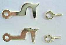 Side Hook And Eye Brassed Lid Catch Fastener 25mm Door Latch Various Amounts