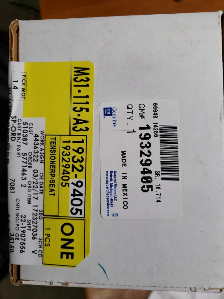 Tensor de hebilla de cinturón de seguridad Buick Enclave original GM 19329405 OEM 2009-17 FR Foto 2 de 3