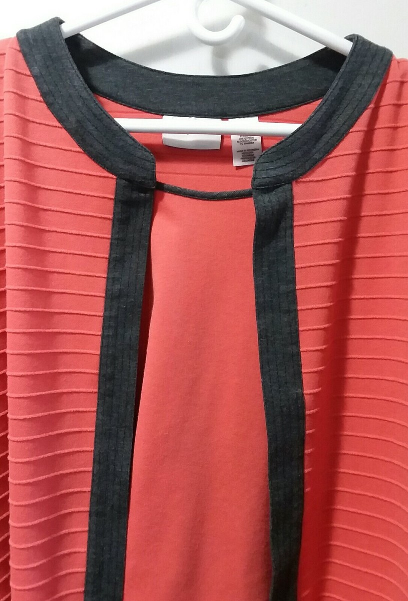 Haut à Superposition Alfred Dunner - Taille L Orange/Gris - Occasion Très Bon État