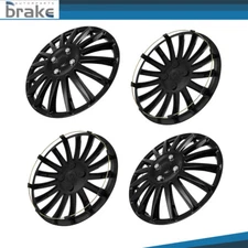 Set of 4 Black 16" Wheel Covers Snap On Full Hub Caps fit R16 Tire & Steel Rim