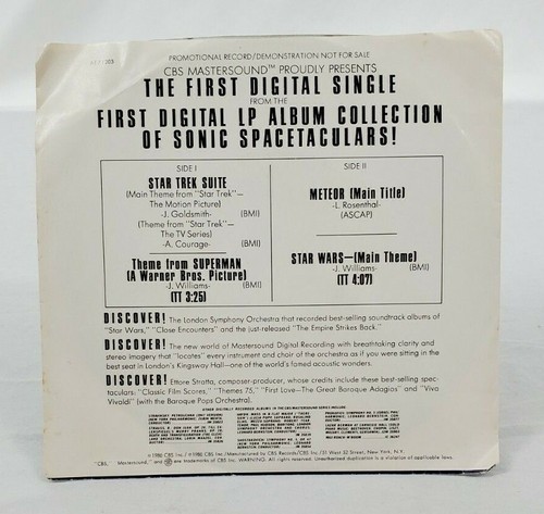 CBS Mastersound: Music from Galaxies 45 Star Trek/Superman/Meteor/StarWars #1203 - Picture 11 of 11