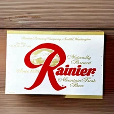 Rainier Beer ~ Label ~ 16 Oz.~ Seattle, WA ~ Rainier Brewing Company ~ 4x2.5"