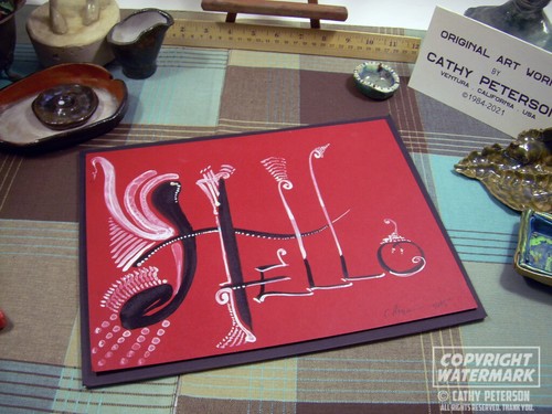 Hello 2015 C Peterson * Original Painting * Typography Calligraphy Fancy Letters - Picture 7 of 12