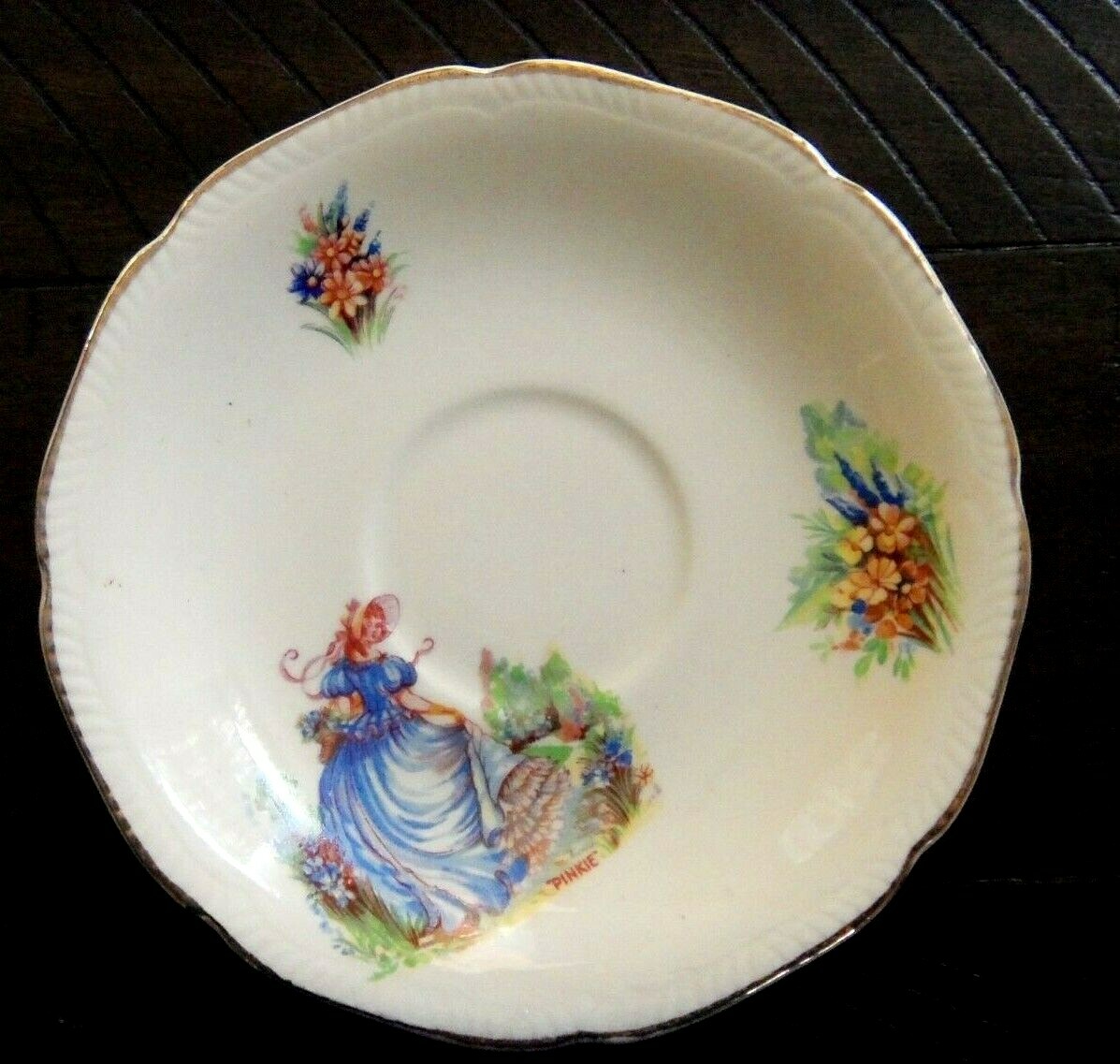 VINTAGE BONE CHINA SAUCER ONLY NO CUP MARKED PINKIE ENGLAND
