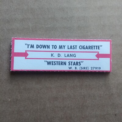 down to my last cigarette kd lang K.D. LANG I'm Down To My Last Cigarette JUKEBOX STRIP Record 45 rpm 7