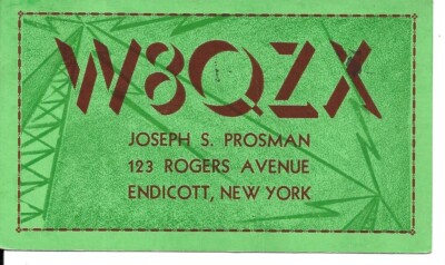 QSL 1938 W8QZX Endicott New York radio card | eBay