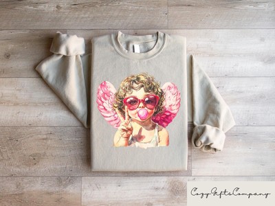 Retro Cupid Aesthetic Valentine's Day Crewneck Sweatshirt T-Shirt