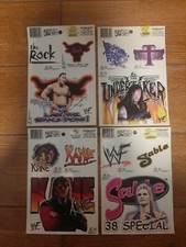 1996 4 WWF Staticals Wrestling Decals-The Rock,Undertaker, Kane, Sable-RARE-MT